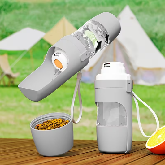 2-in-1 Pet Travel Bottle: Water Dispenser and Food Container (500ml)